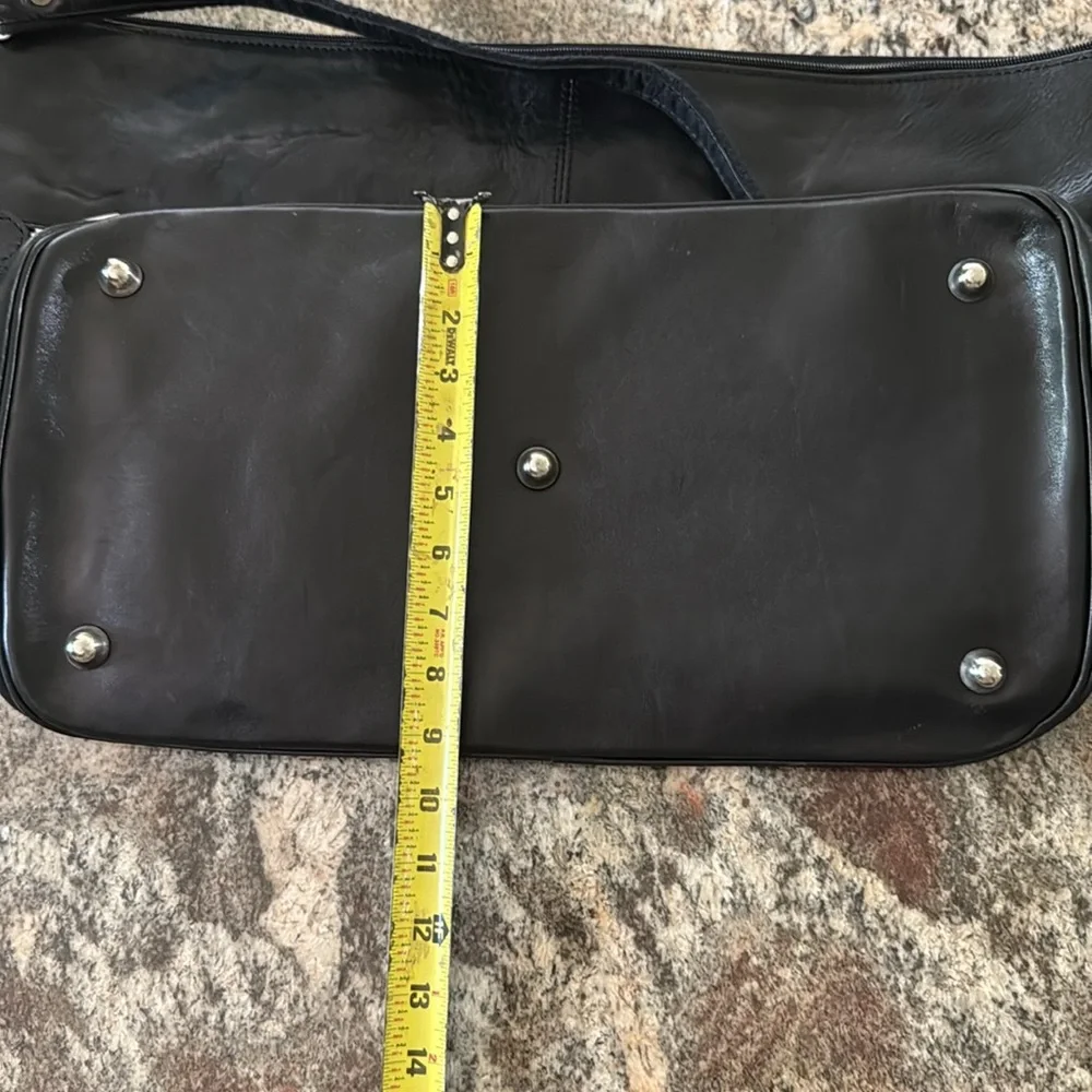 Made in Italy - Italian Leather Travel Shoulder Bag Bkack - Picture 7 of 7